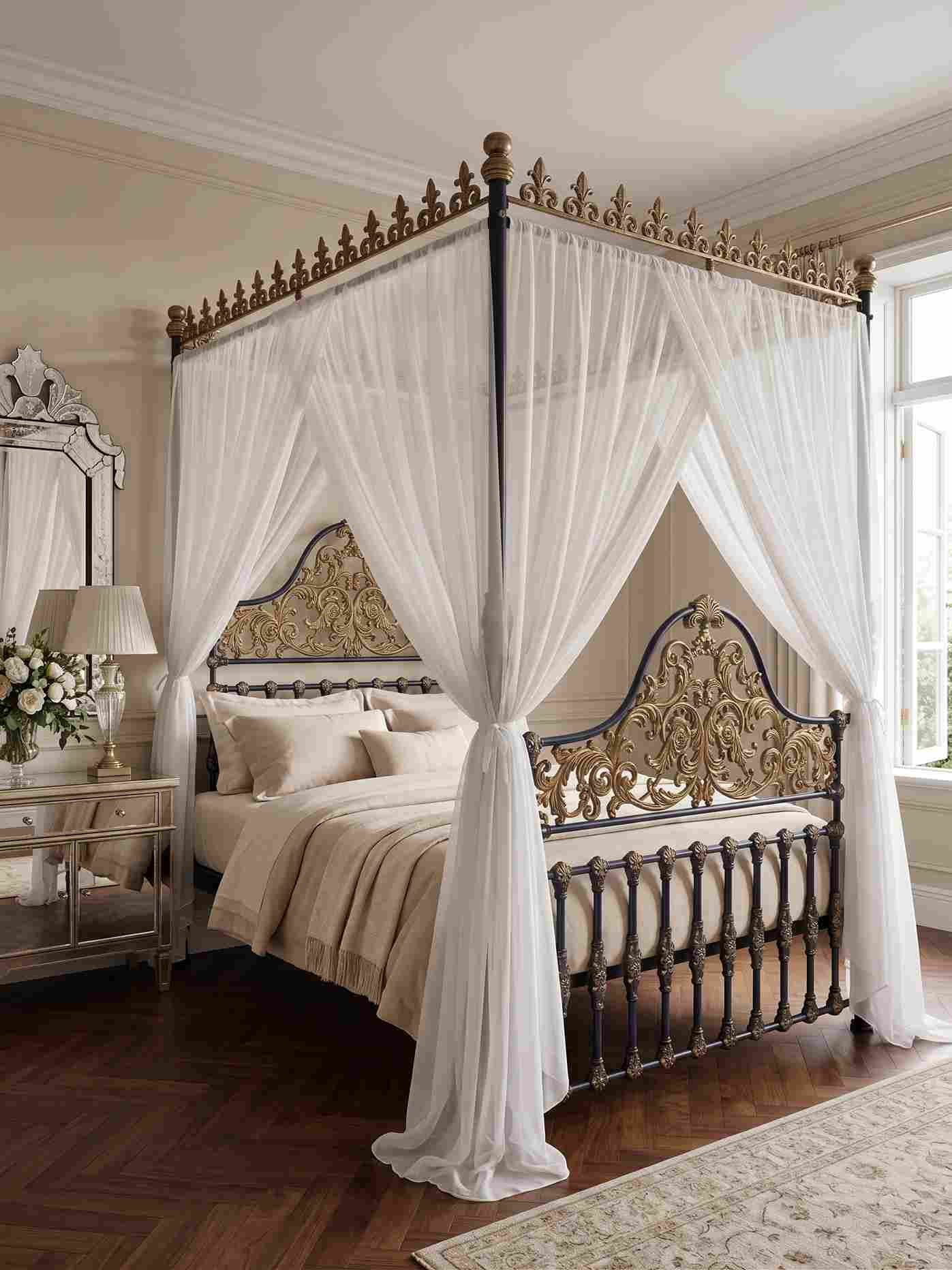 Royal Antique Cast Iron Canopy Bed Frame
